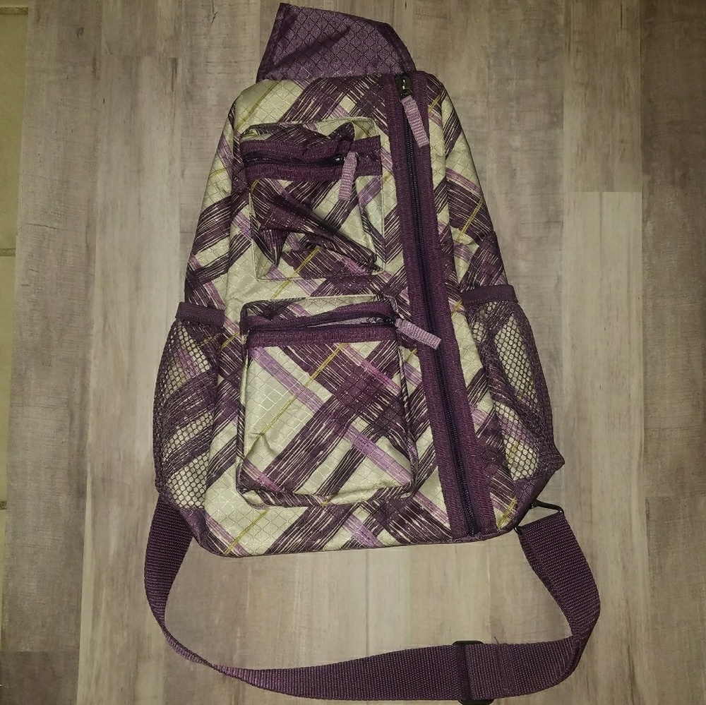 Thirty One Sling  Plum Plaid